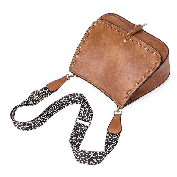 Leopard Pu Rivet Shell Skuldervesker