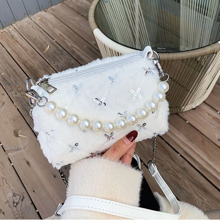 Pu Chain Circular Winter Crossbody Bags