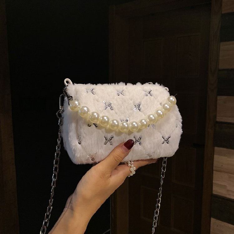 Pu Chain Circular Winter Crossbody Bags