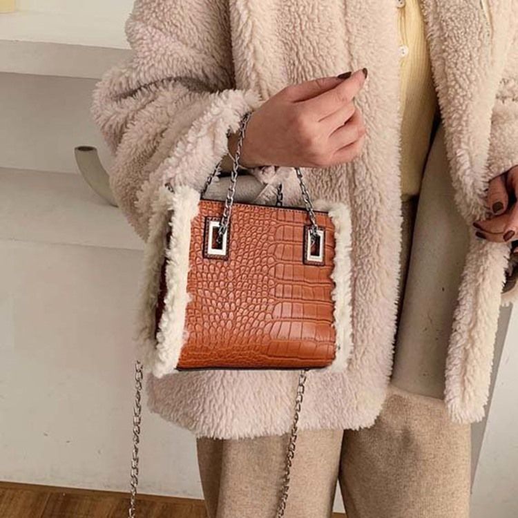 Pu-Kjede Alligator Rektangel Crossbody-Vesker For Kvinner