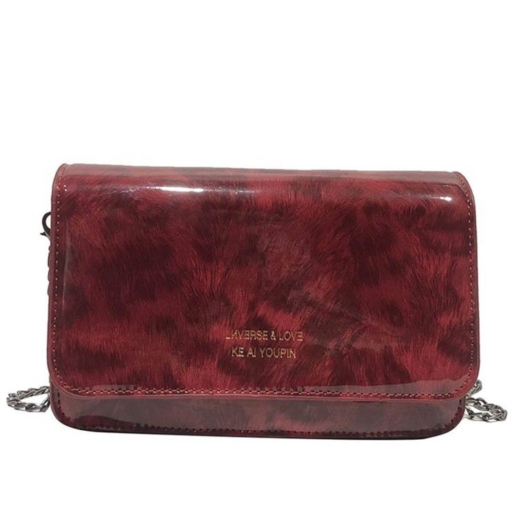 Pu-Kjede Med Leopardtrykk Crossbody-Veske