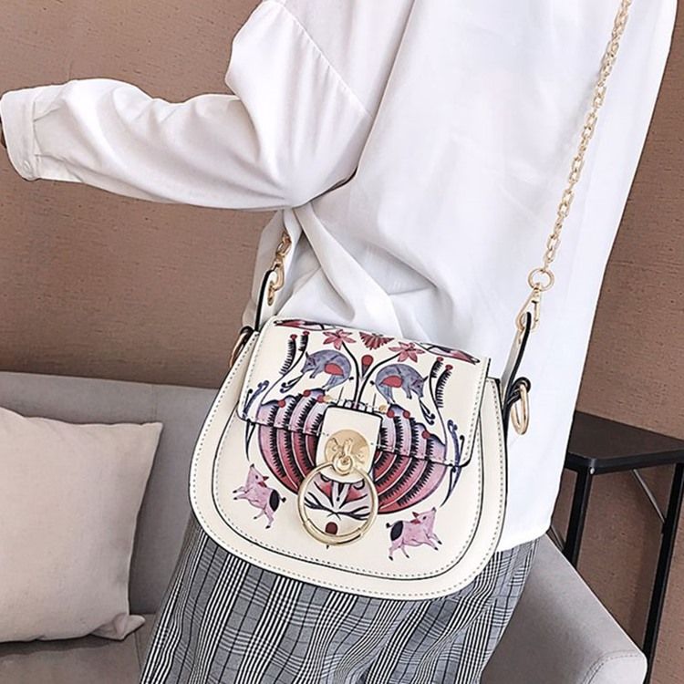 Pu Lock Cartoon Saddle Crossbody Bags