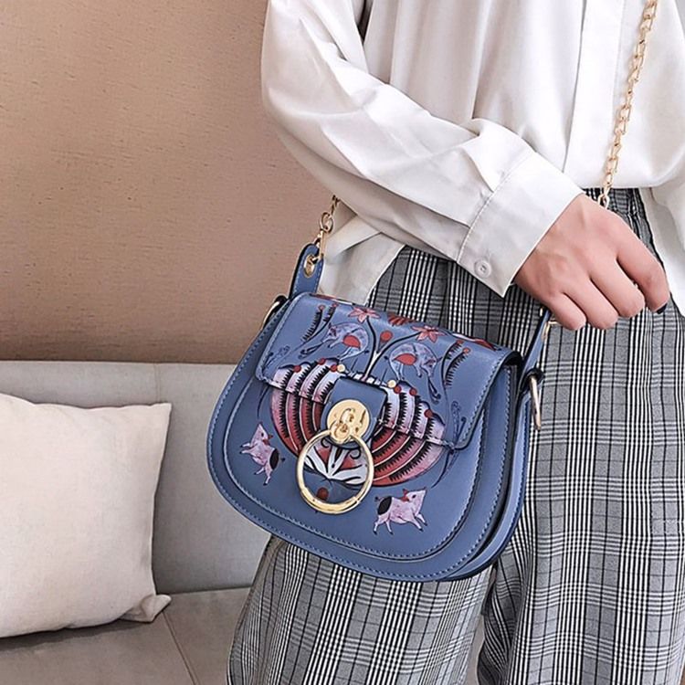 Pu Lock Cartoon Saddle Crossbody Bags