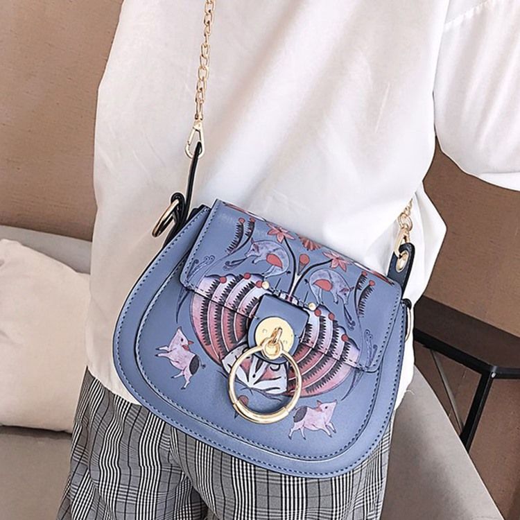 Pu Lock Cartoon Saddle Crossbody Bags