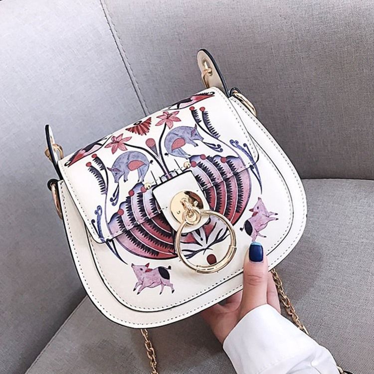 Pu Lock Cartoon Saddle Crossbody Bags