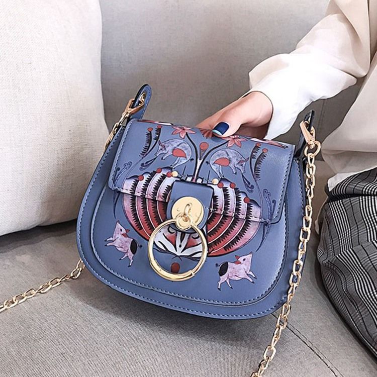 Pu Lock Cartoon Saddle Crossbody Bags