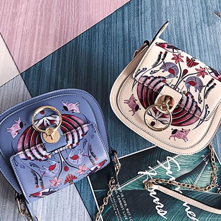 Pu Lock Cartoon Saddle Crossbody Bags