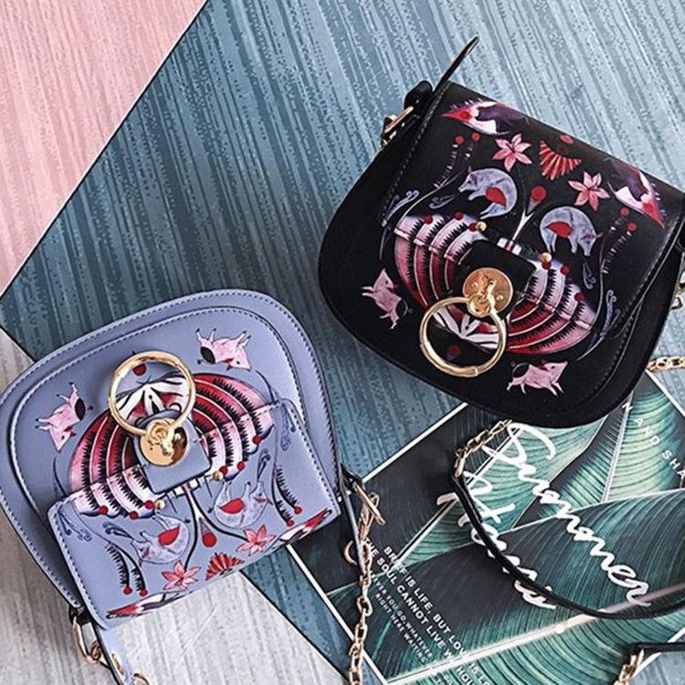 Pu Lock Cartoon Saddle Crossbody Bags