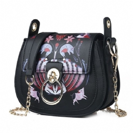 Pu Lock Cartoon Saddle Crossbody Bags