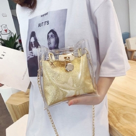 Pu Plain Chain Square Crossbody-Vesker