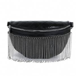 Pu Rutete Frynser Tråd Saddle Crossbody Vesker