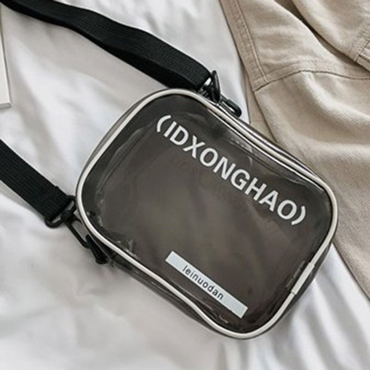 Pvc Letter Thread Flap Crossbody Bags