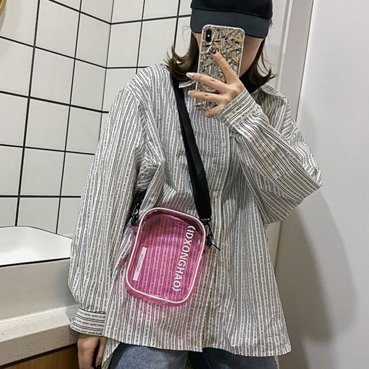 Pvc Letter Thread Flap Crossbody Bags