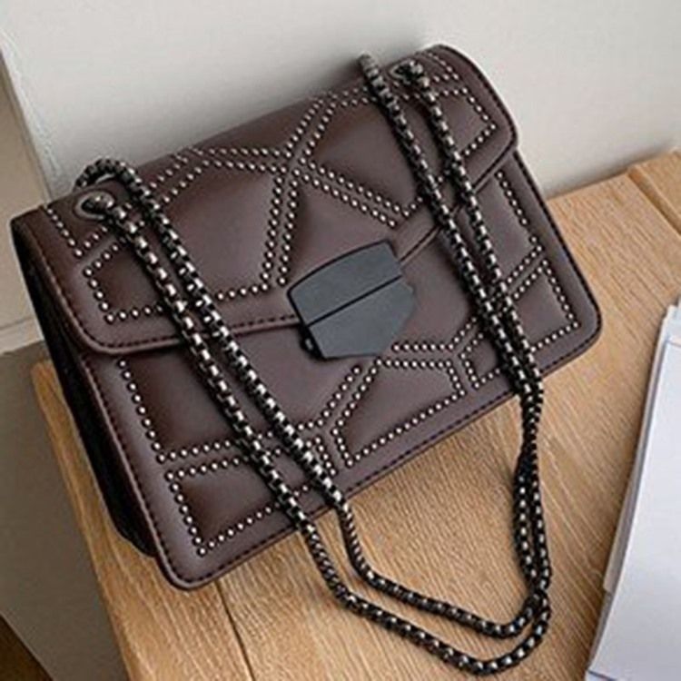 Rivet Pu Geometriske Rektangel-Crossbody-Vesker