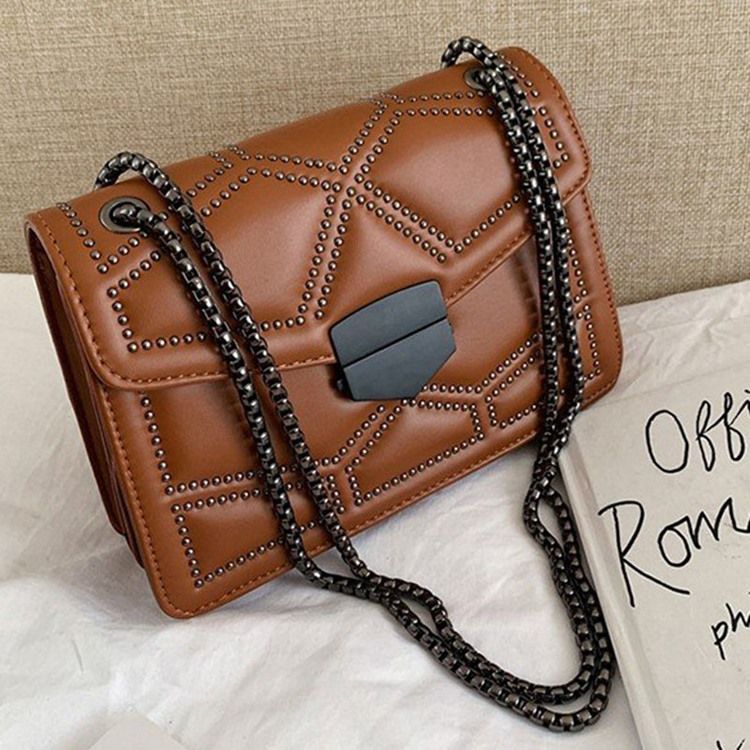 Rivet Pu Geometriske Rektangel-Crossbody-Vesker