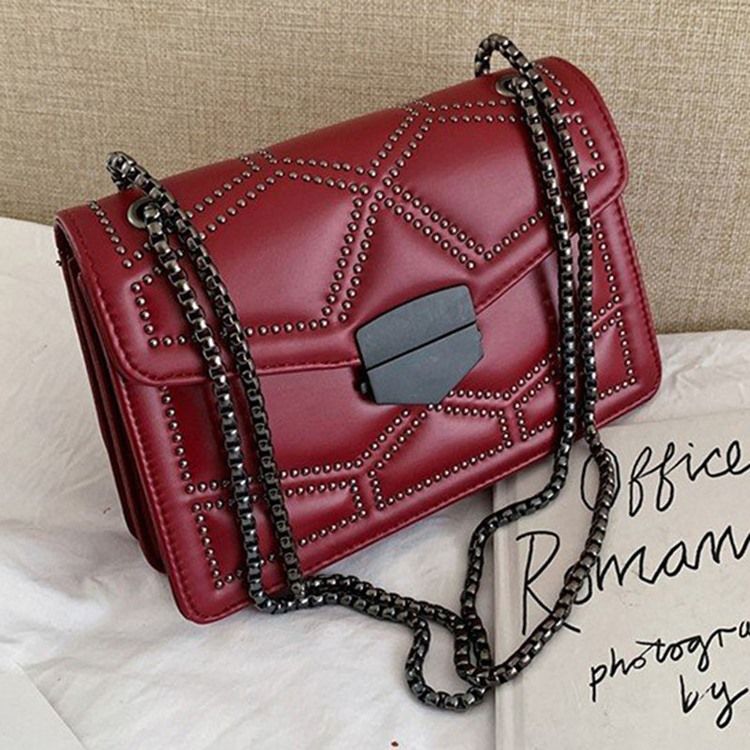 Rivet Pu Geometriske Rektangel-Crossbody-Vesker