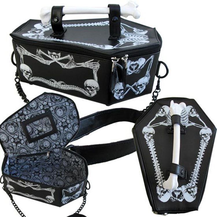 Skull Pu Tråd Trunk Tote Bags