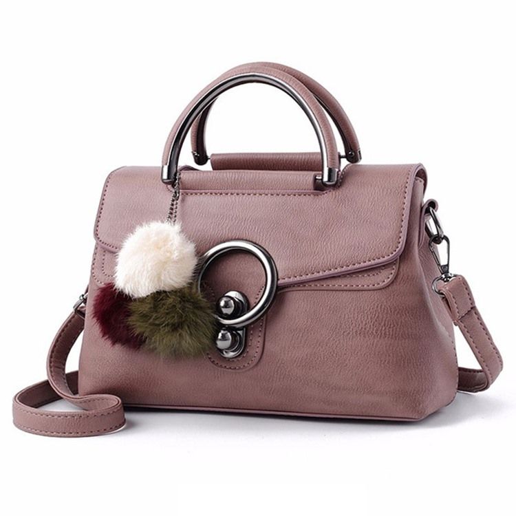 Solid Farge Plysj Ball Anheng Crossbody Bag