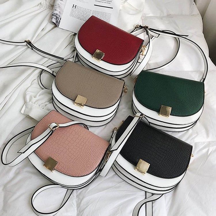 Tråd Pu Sadel Tofarget Crossbody Bag