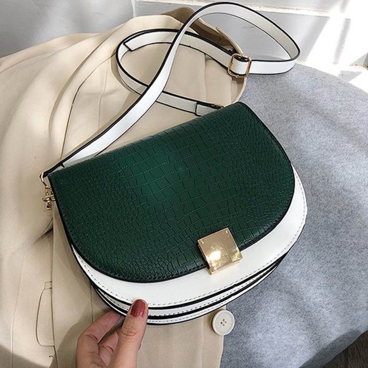 Tråd Pu Sadel Tofarget Crossbody Bag