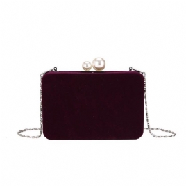 Vanlig Velour-Kjedeklaff Crossbody-Veske