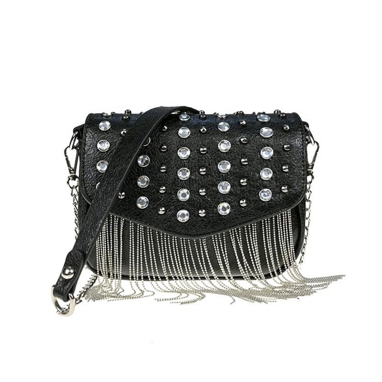 Vanlige Pu-Diamant-Rektangel-Crossbody-Vesker