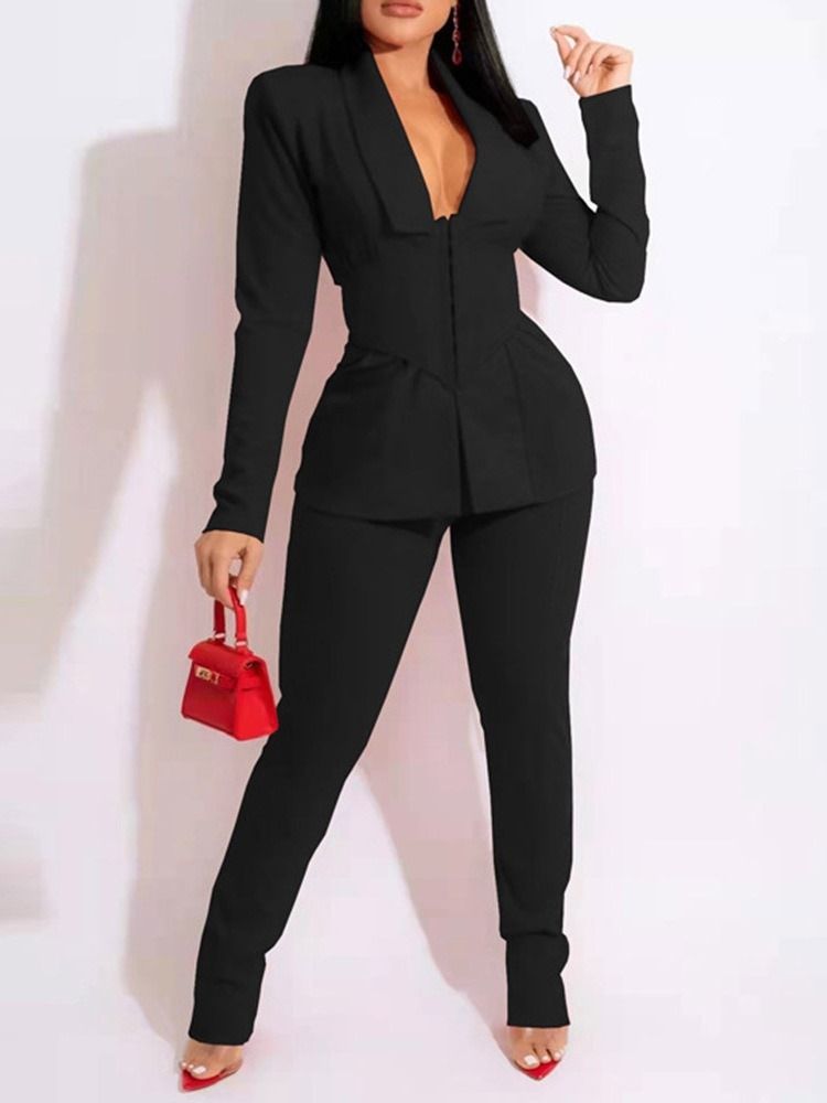 Blazer Fashion Full Lengde Langermet Formell Dress