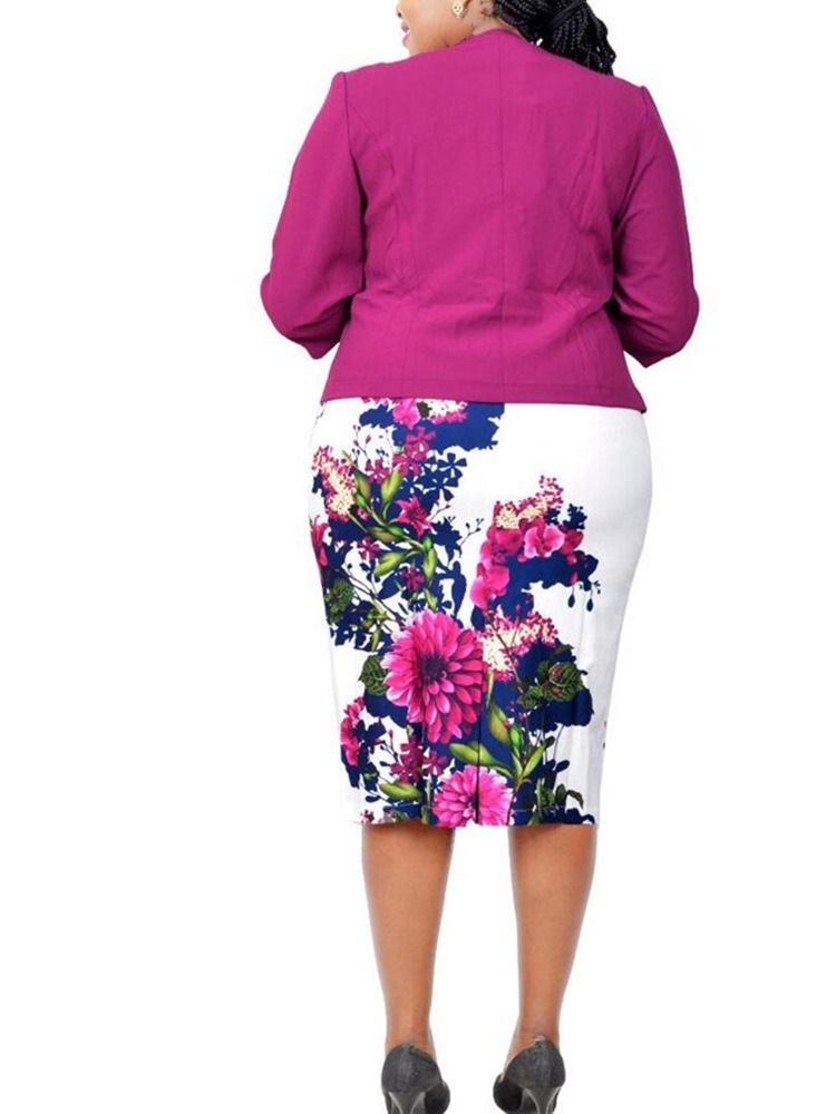 Blomstertrykk Office Lady Bodycon Todelt Sett