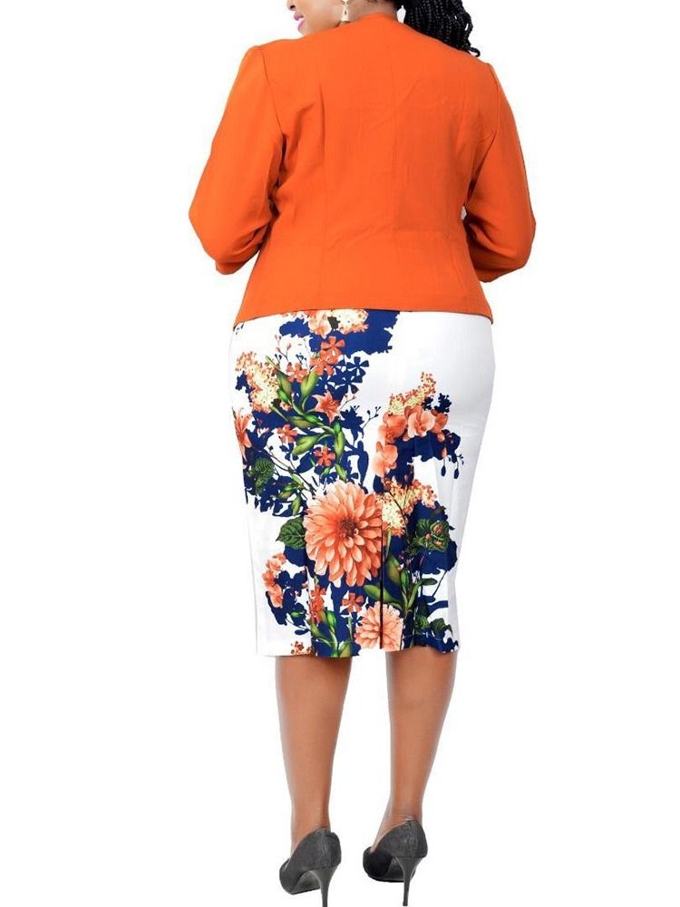 Blomstertrykk Office Lady Bodycon Todelt Sett