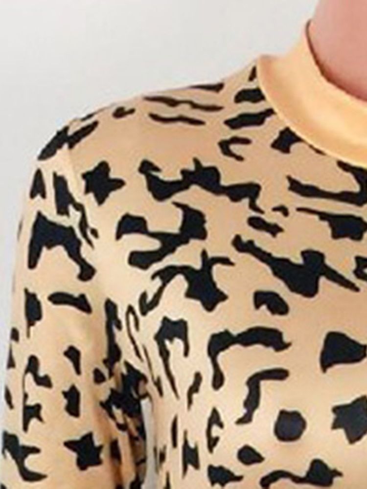 Leopardprint Rund Hals Todelt Sett