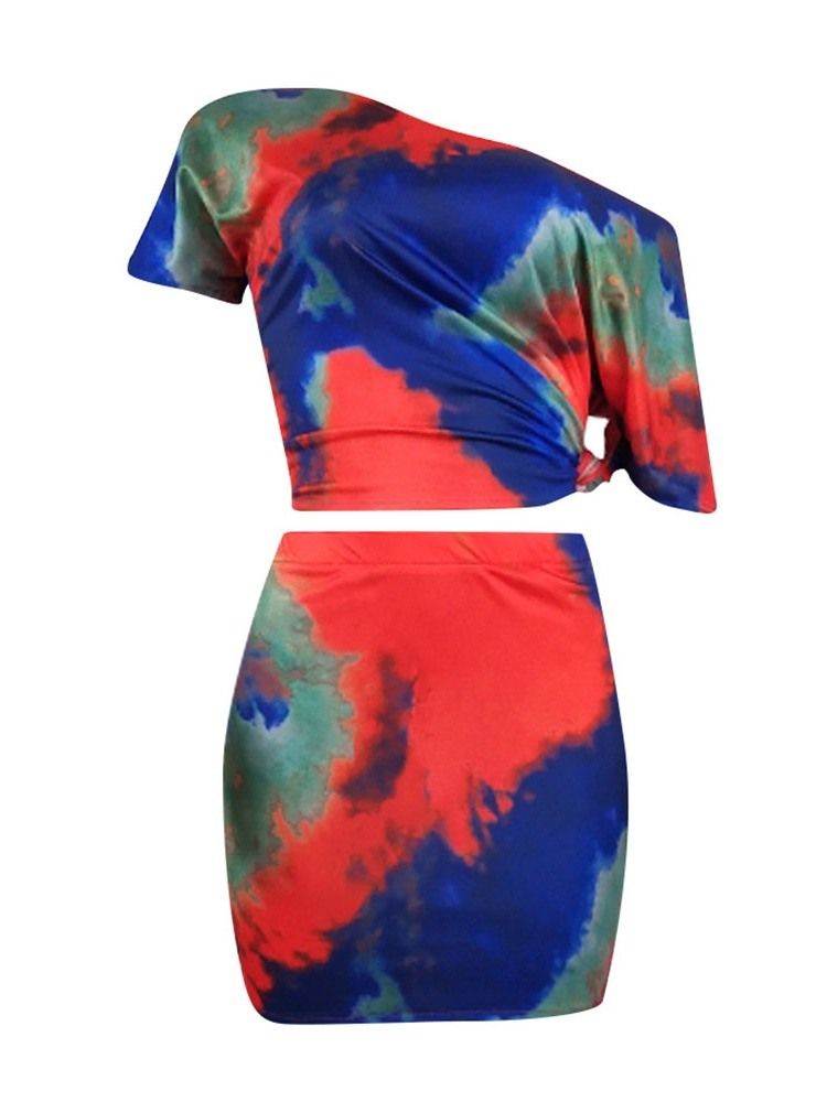 Sexy Tie-Dye Bodycon T-Skjorte Og Skjørt For Kvinner I To Deler