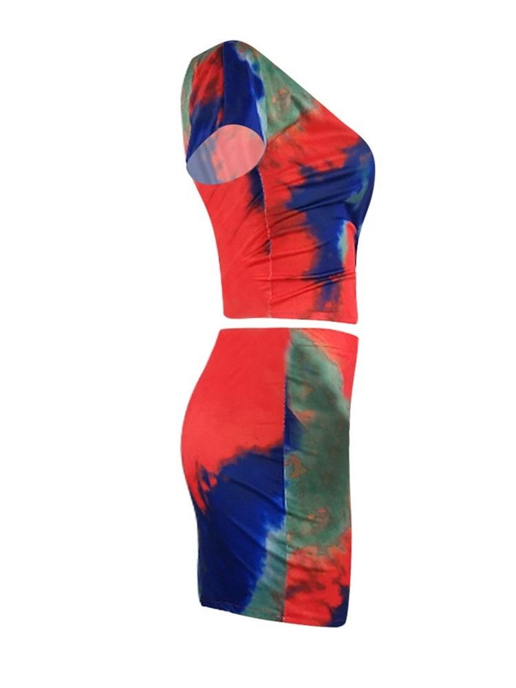 Sexy Tie-Dye Bodycon T-Skjorte Og Skjørt For Kvinner I To Deler