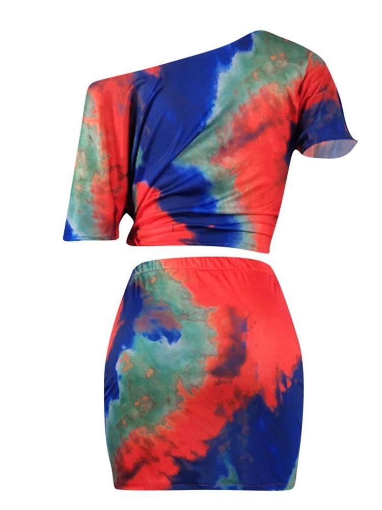 Sexy Tie-Dye Bodycon T-Skjorte Og Skjørt For Kvinner I To Deler