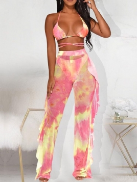 Tie-Dye Gradient Western V-Hals Todelt Sett