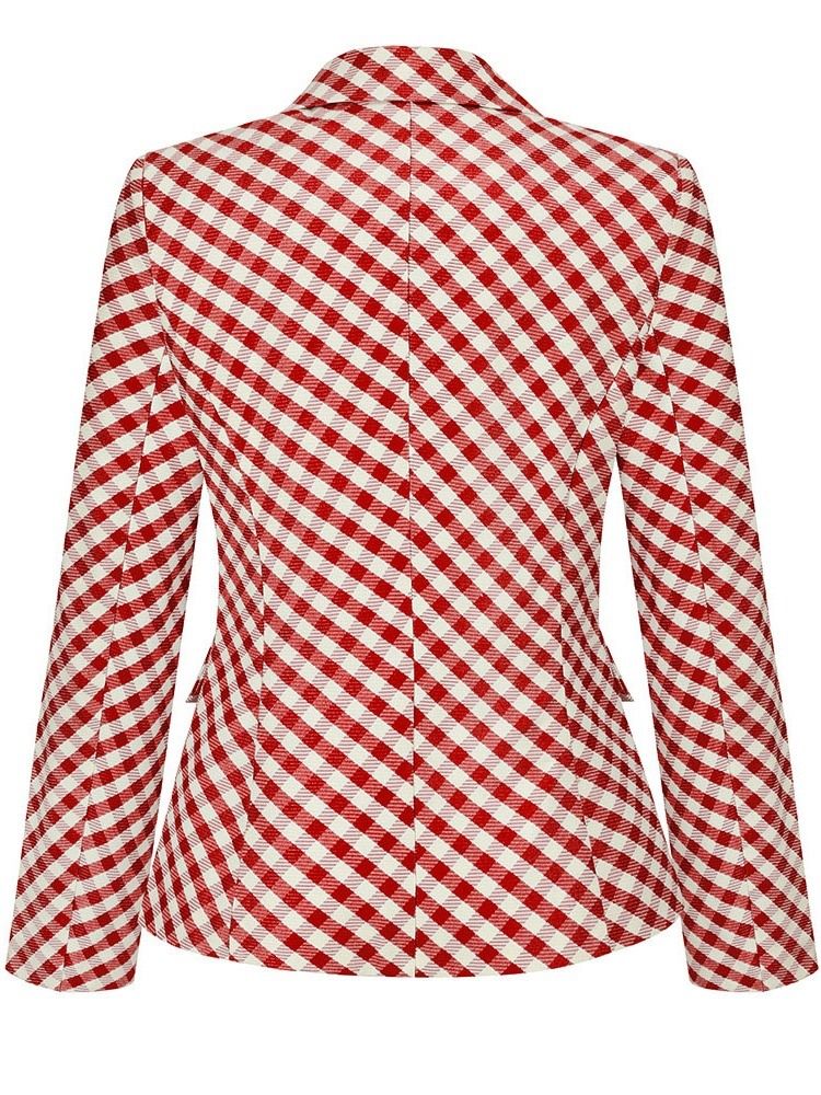 Double-Breasted Hakk Lapel Houndstooth Fall Regular Casual Blazer