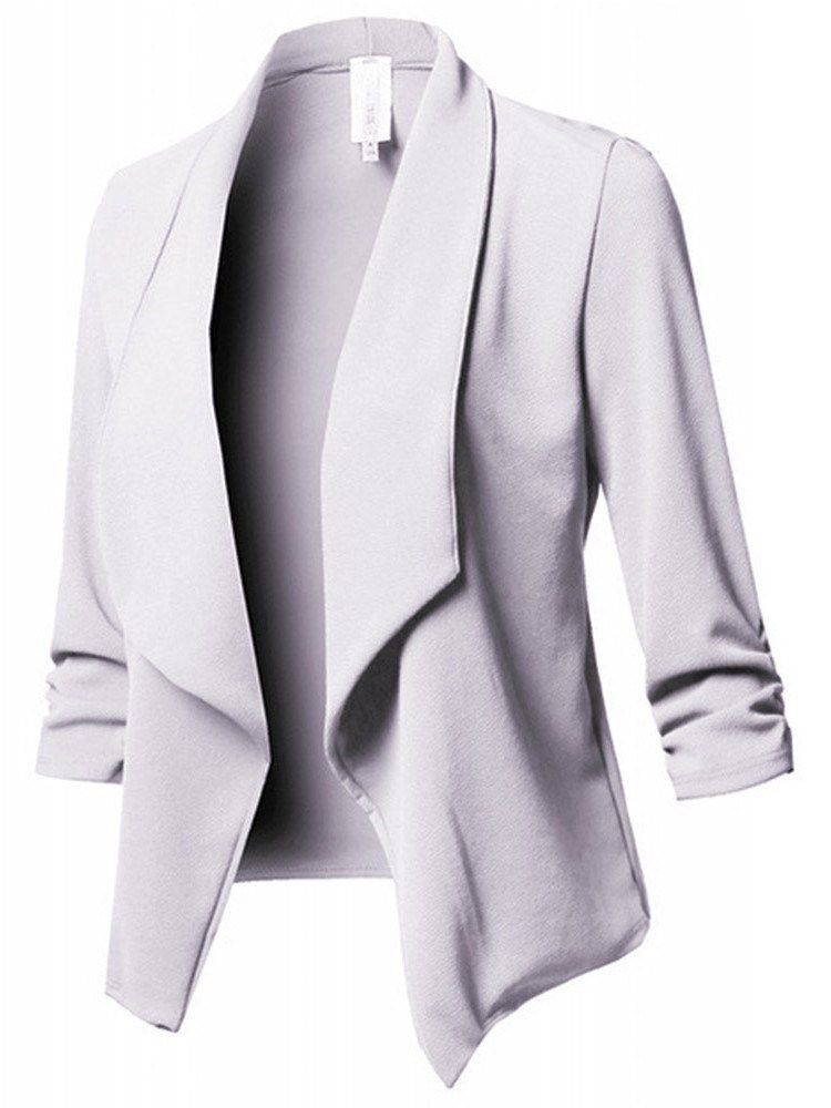 Ensfarget Langermet Standard Vanlig Uformell Blazer