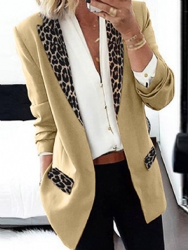 Langermet Leopard Lapel Lapel Office Lady Dame Blazer