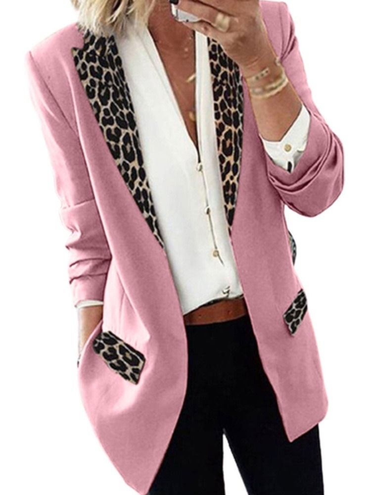 Lapel Leopard Wrapted Fall Mid-Length Casual Dame Blazer