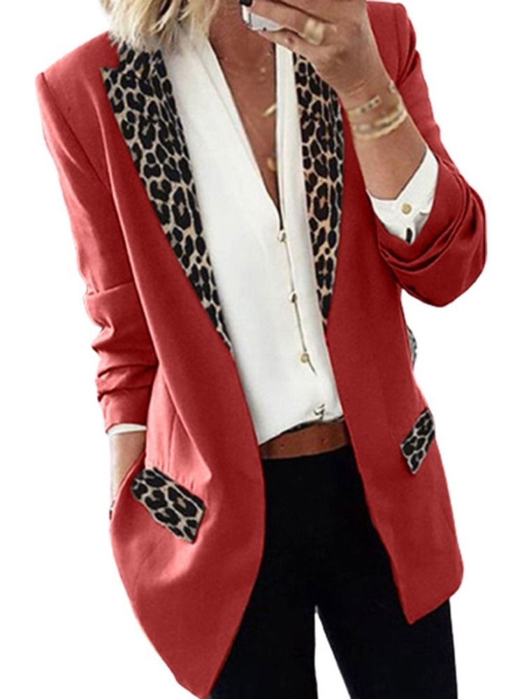 Lapel Leopard Wrapted Fall Mid-Length Casual Dame Blazer