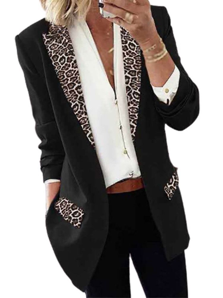 Lapel Leopard Wrapted Fall Mid-Length Casual Dame Blazer