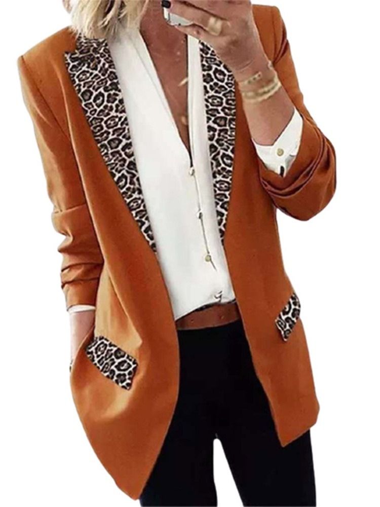 Lapel Leopard Wrapted Fall Mid-Length Casual Dame Blazer