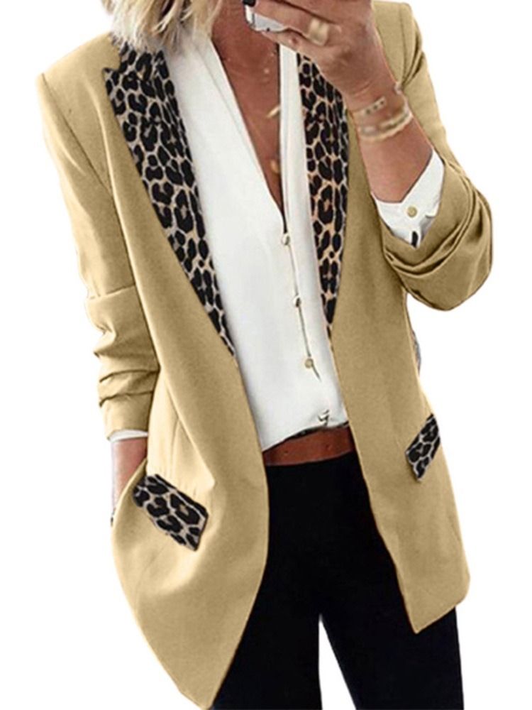 Lapel Leopard Wrapted Fall Mid-Length Casual Dame Blazer