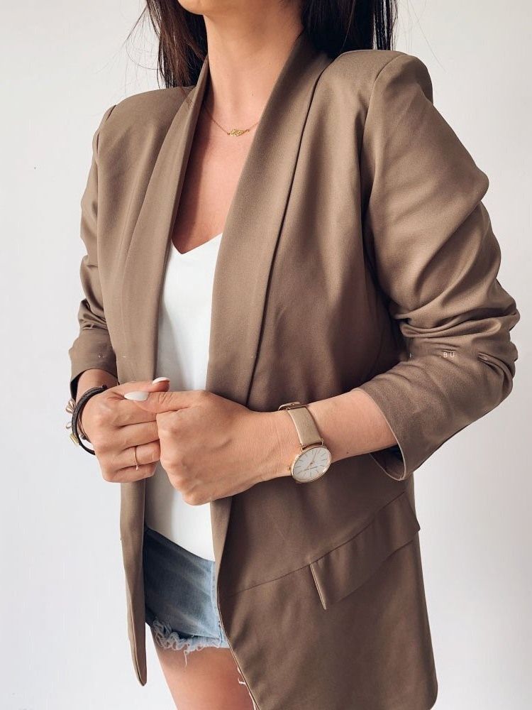 Tre-Kvarts Erme Vanlig Mellomlang Fall Casual Blazer