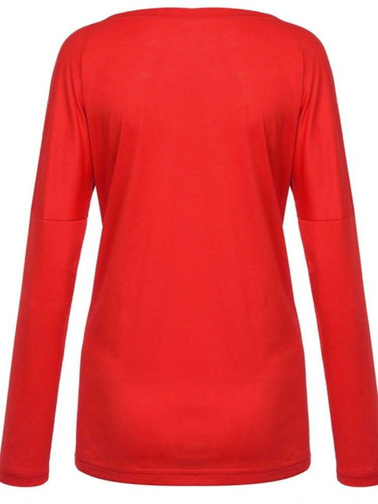 Color Block Standard Langermet Fall Loose T-Skjorte