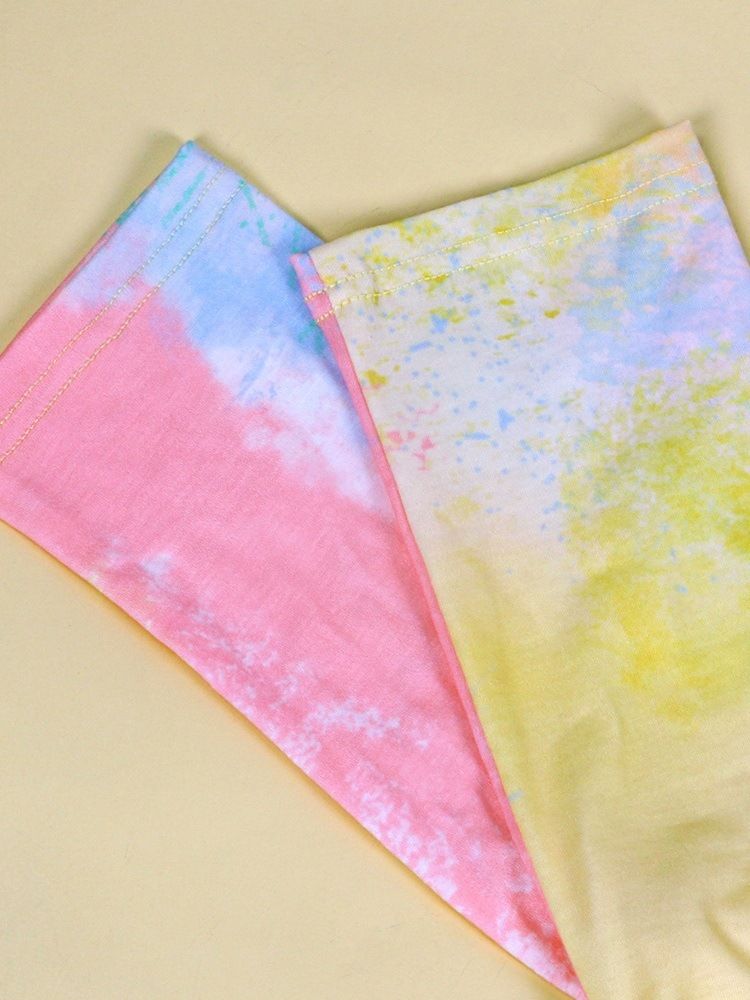 Tie Dye Langermet Mid-Length Skrå Krage Løs Sommer T-Skjorte