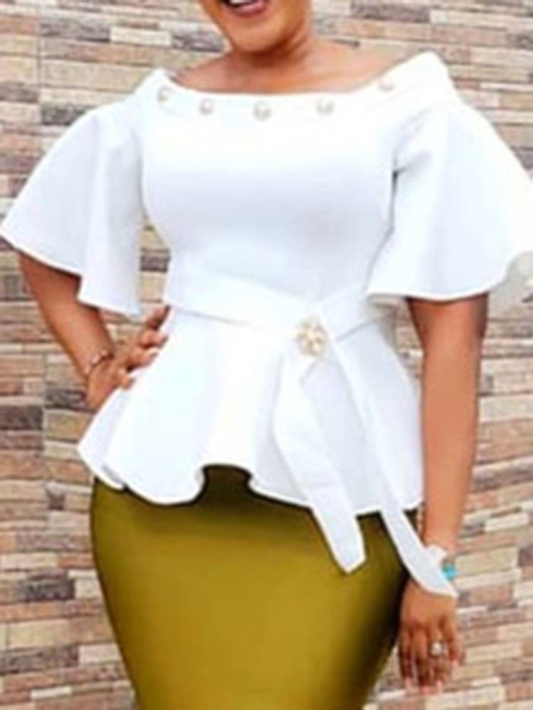 African Fashion Flare Sleeve Off Shoulder Bluse