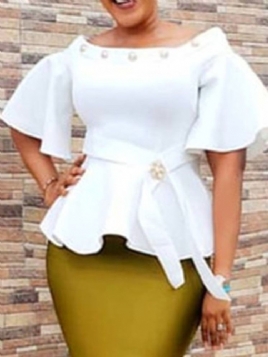 African Fashion Flare Sleeve Off Shoulder Bluse