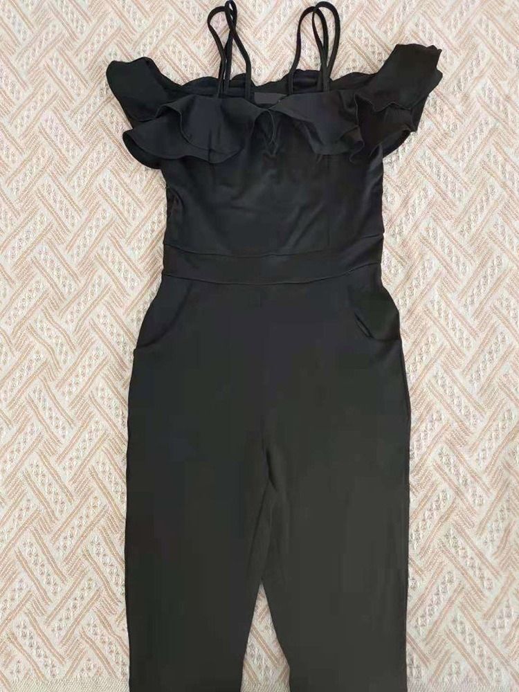 Ankellengde Falbala Sexy Pencil Bukser Slim Jumpsuit