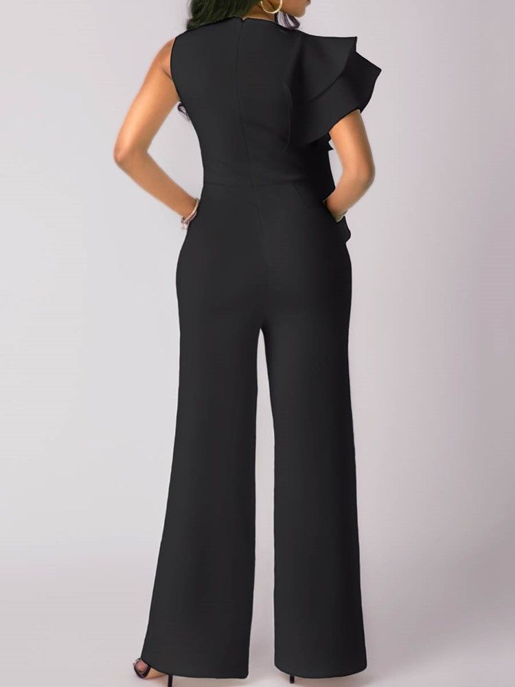 Asymmetri Ruffles Wide Leg Jumpsuit For Kvinner