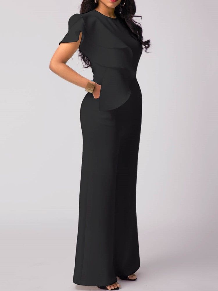 Asymmetri Ruffles Wide Leg Jumpsuit For Kvinner